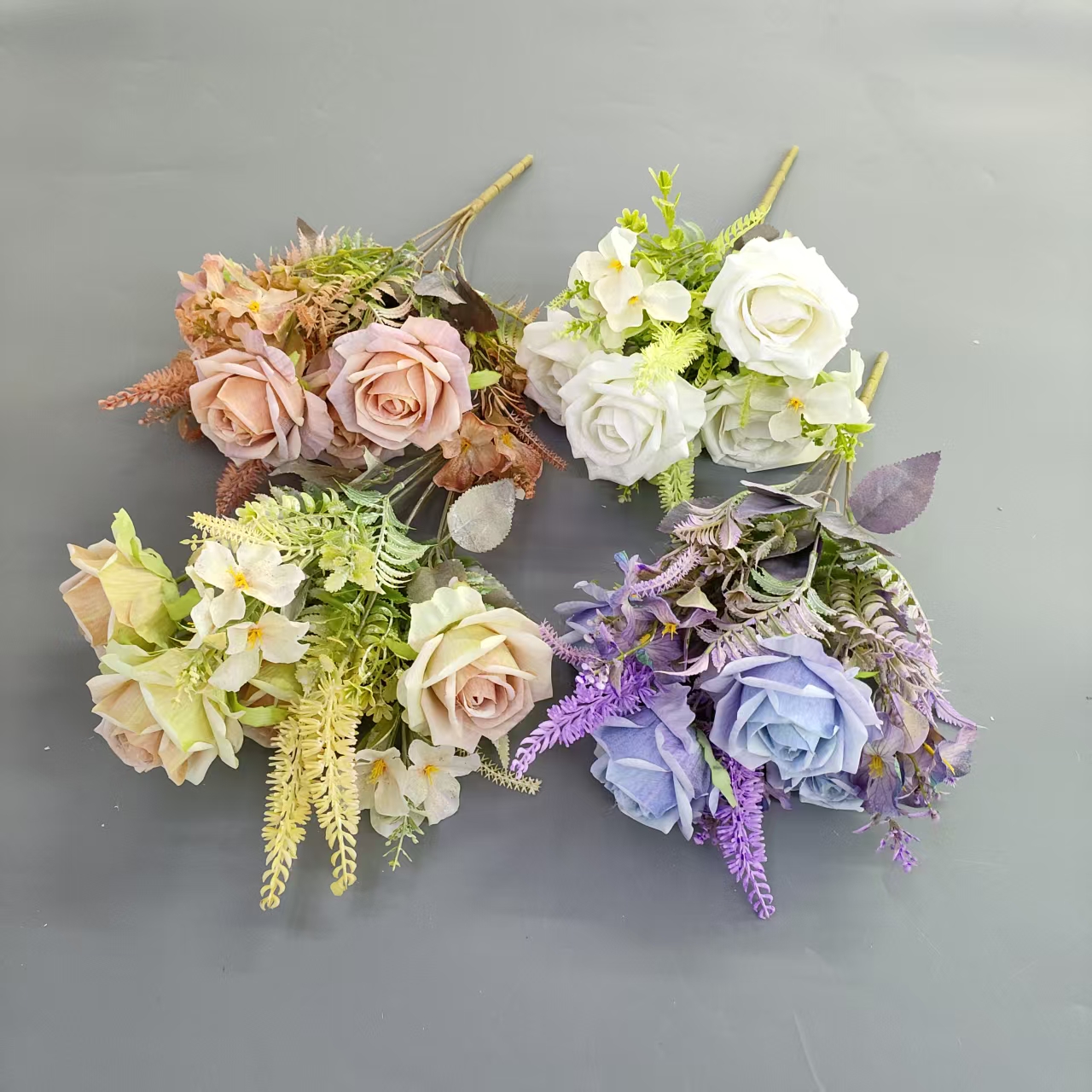 单支9叉田园油画玫仿真花假花婚庆用品家居装饰工艺品挂饰