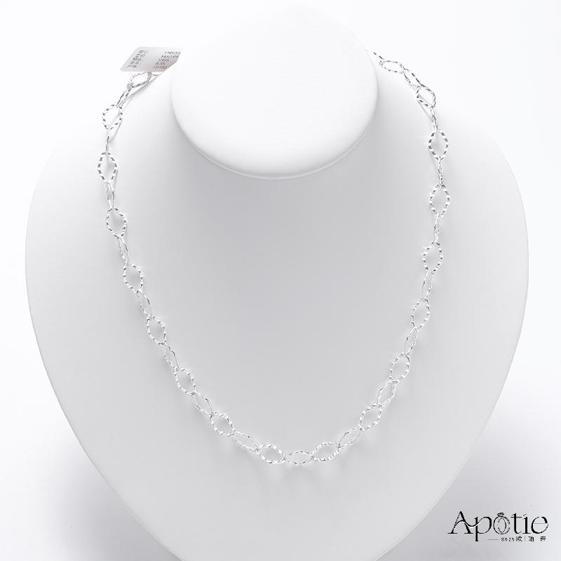 APOTIE sterling Silver rhombic corrugated necklace Item Picture