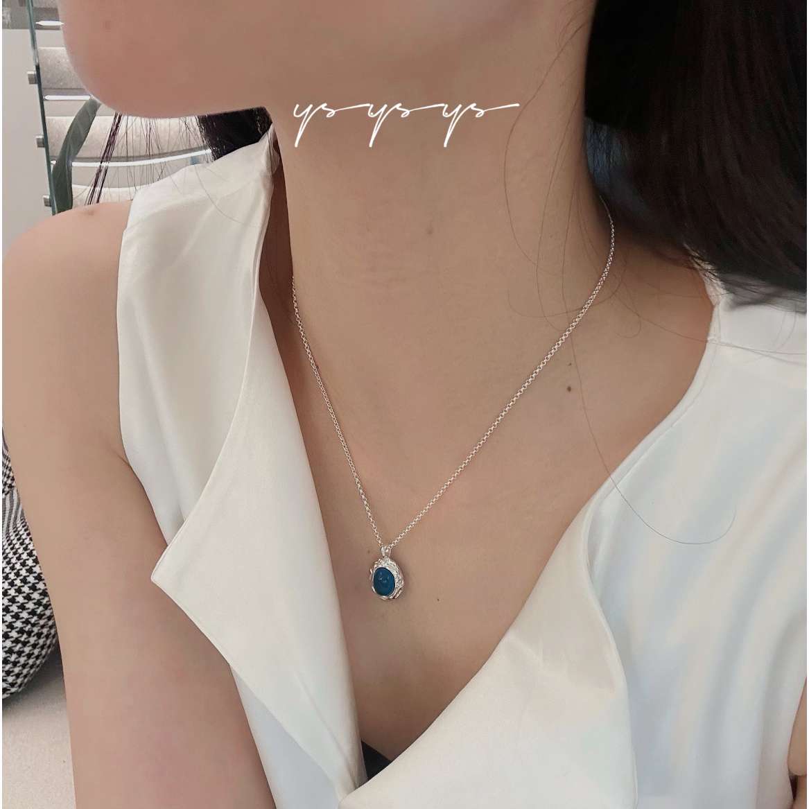 This pure silver blue zircon necklace is versatile and stylish when layered or worn alone, making it a great gift