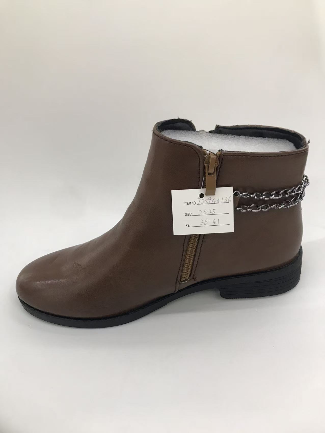 Ladies' leather boots, spring and autumn long yellow leather shoes, fashionable and casual ethnic style large-sized boots details Picture
