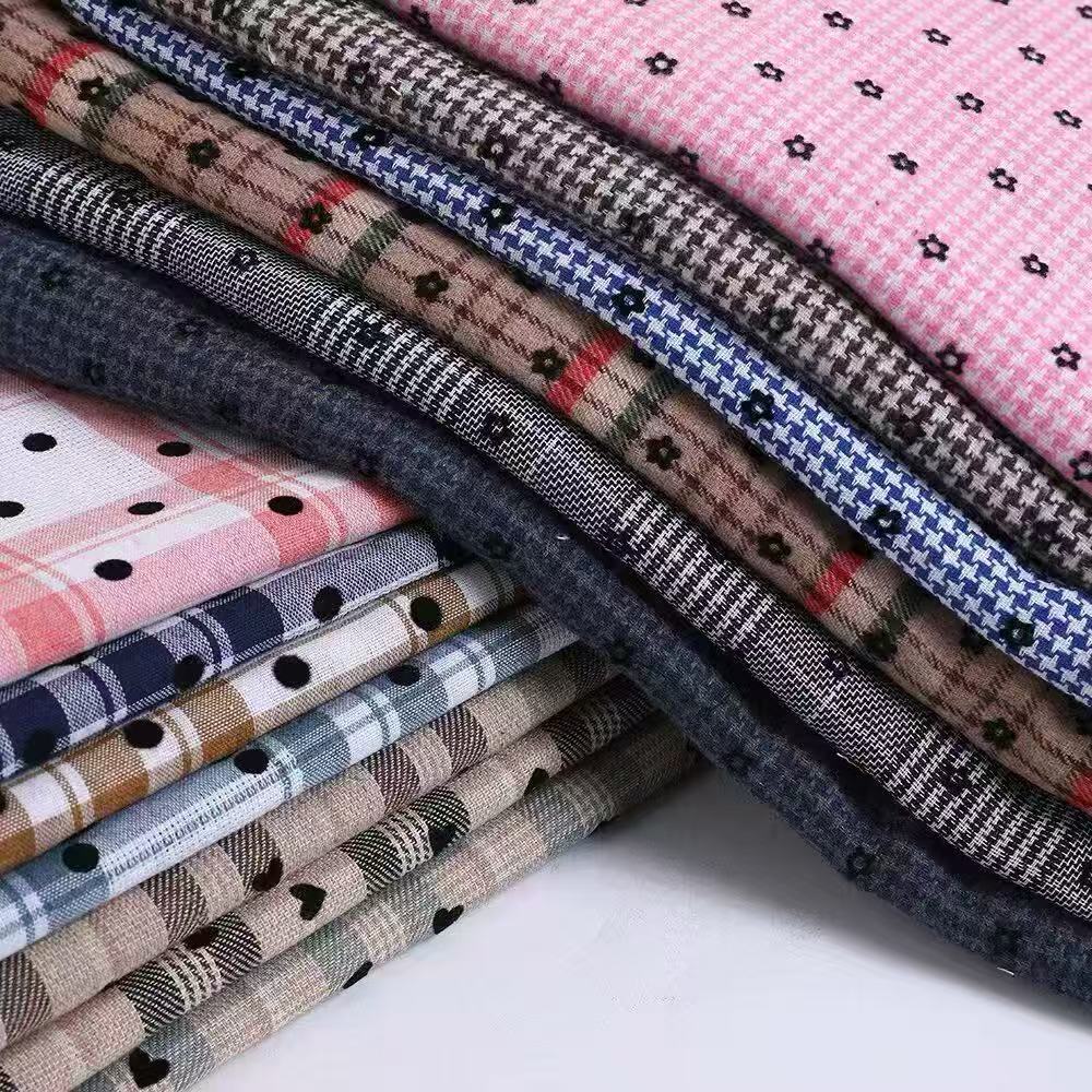 双色涤棉色织 斜纹提花鞋材窗帘手提袋沙发涤棉饰品植绒布料