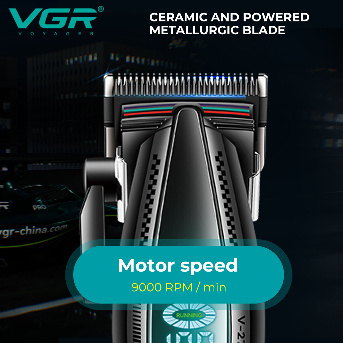 VGR270 LCD display oil head high-speed professional electric clipper USB with base charging hair salon home hair clipper Specification image