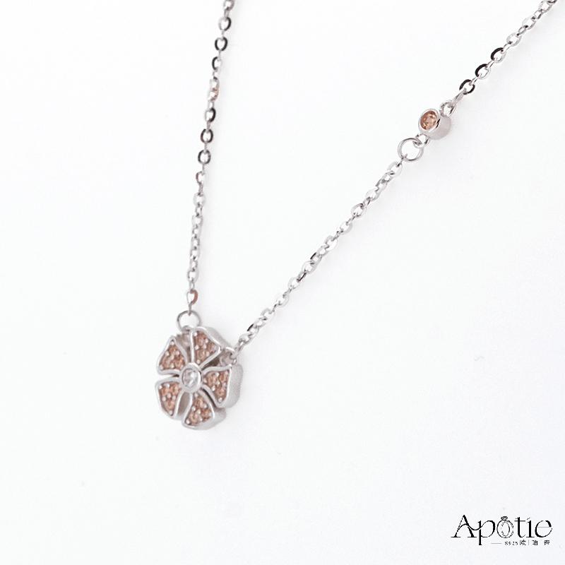 APOTIE November Hibiscus Flower Birthstone Necklace details Picture