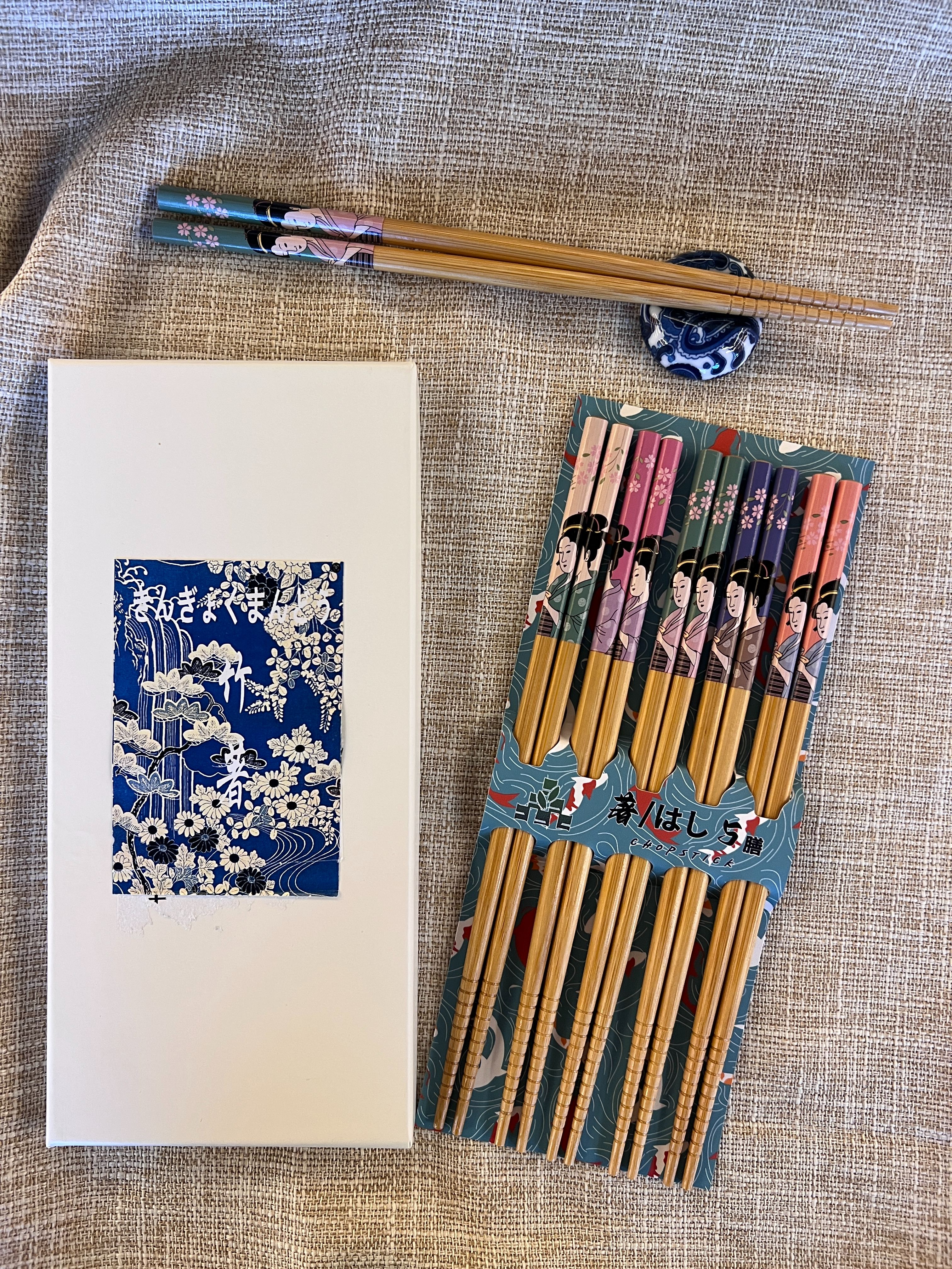 Japanese and Korean gift box cherry blossom lady picture Nan bamboo chopsticks