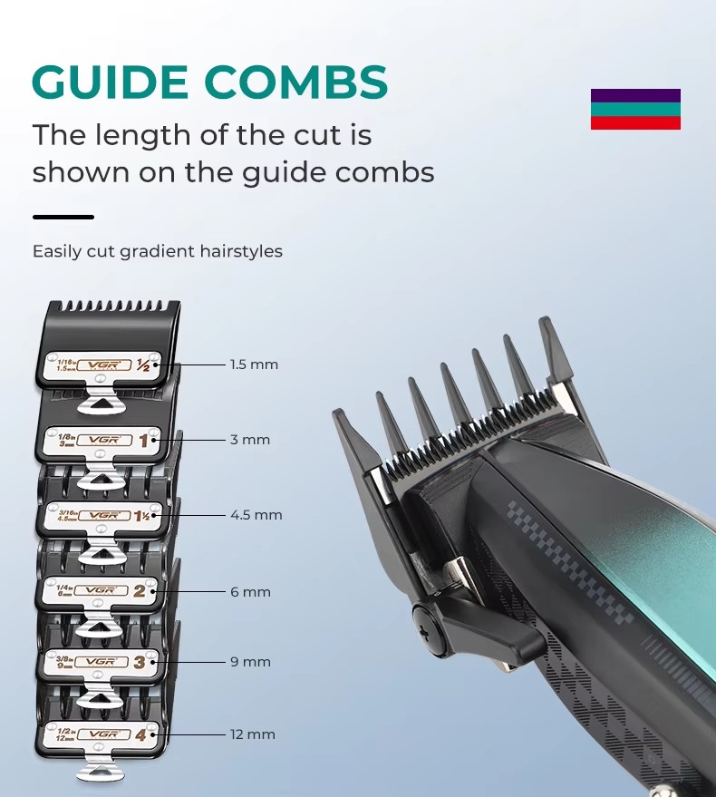VGR270 LCD display oil head high-speed professional electric clipper USB with base charging hair salon home hair clipper pic 6