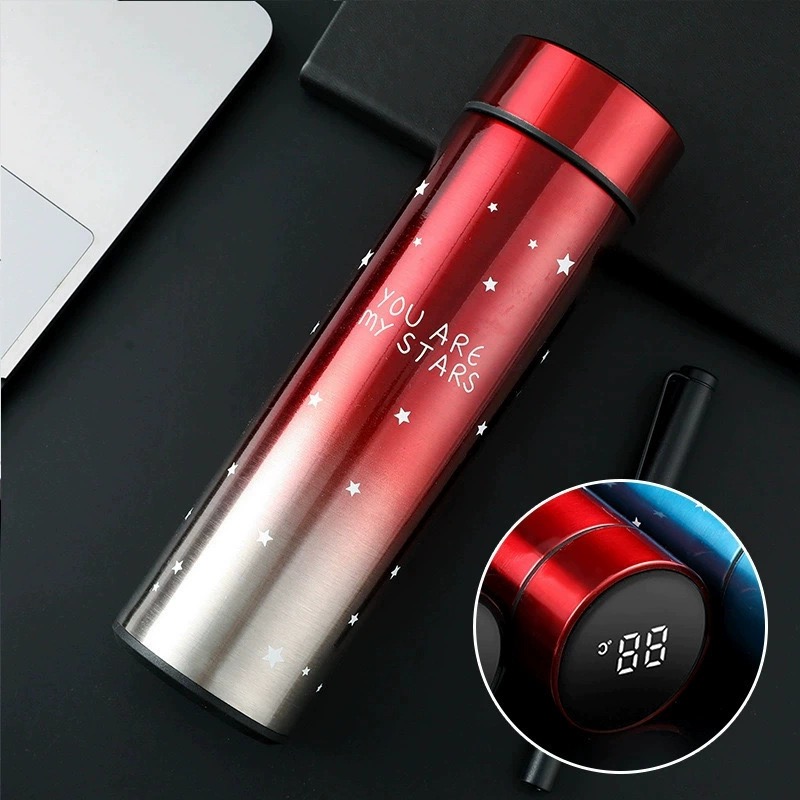 Intelligent temperature measurement thermos cup, gradient color cup, 304 stainless steel creative cup, engraved gift cup, creative intelligent water cup, temperature display cup, new 304 stainless steel thermos cup, gift business cup, customized straight cup Specification image