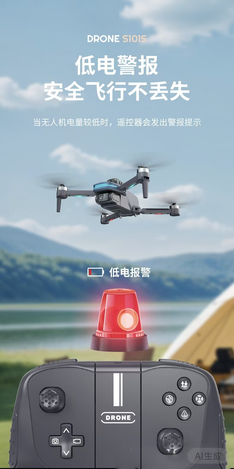 跨境新品无人机 无刷无人机 光流避障摄像航拍飞行器 折叠遥控飞机玩具101系列详情7