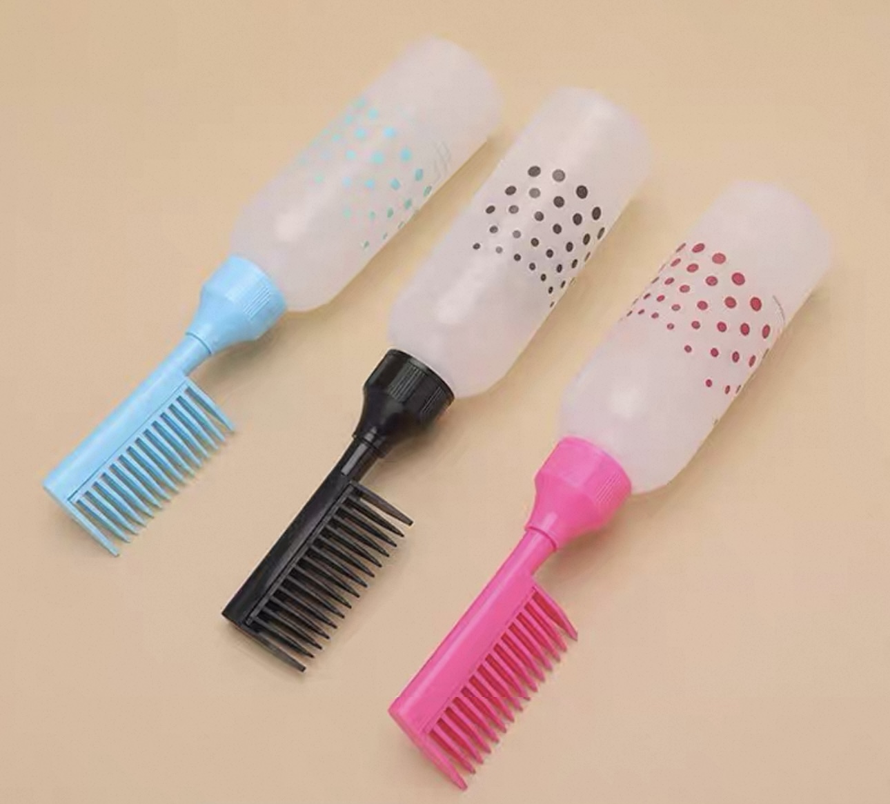 Hair salon oil dyeing bottle 160ML with comb teeth hair salon dyeing bottle with scale dyeing bottle press dyeing comb multi-color. details Picture