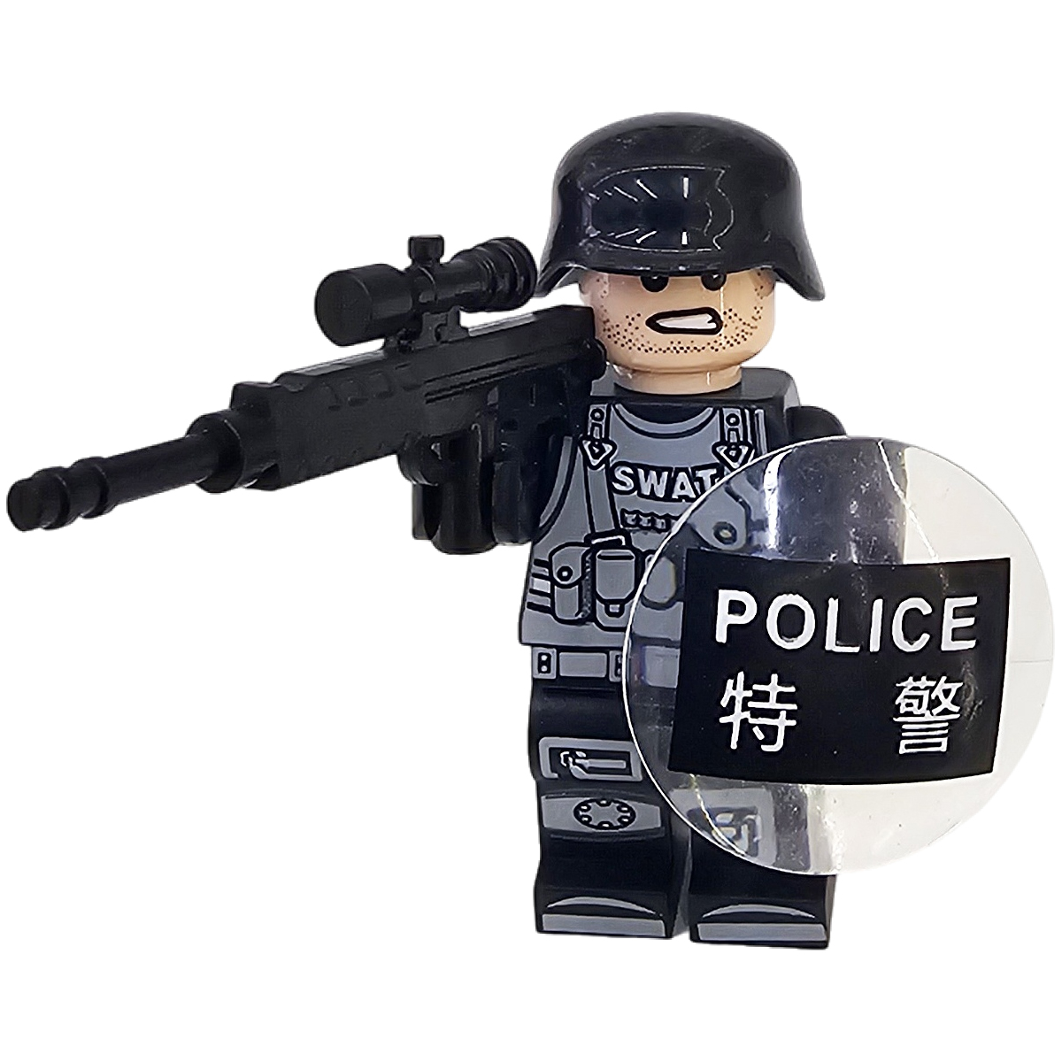 Ghost Police Minifigure building blocks compatible with LEGO children's educational toys, factory export batch with weapons, 1 yuan for 20 pieces full figure