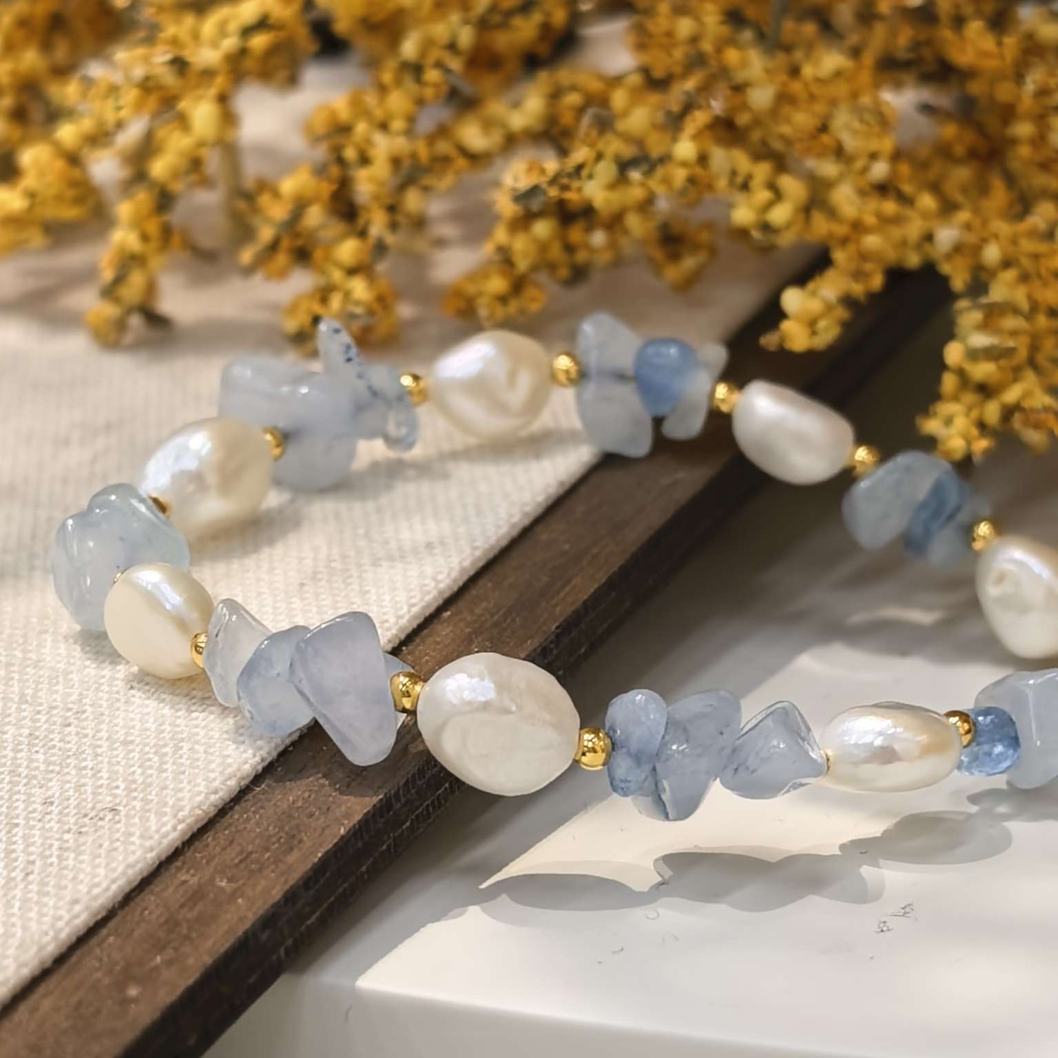 东大门新款彩色石贝壳水晶珍珠手链时尚百搭少女手饰组合详情图4