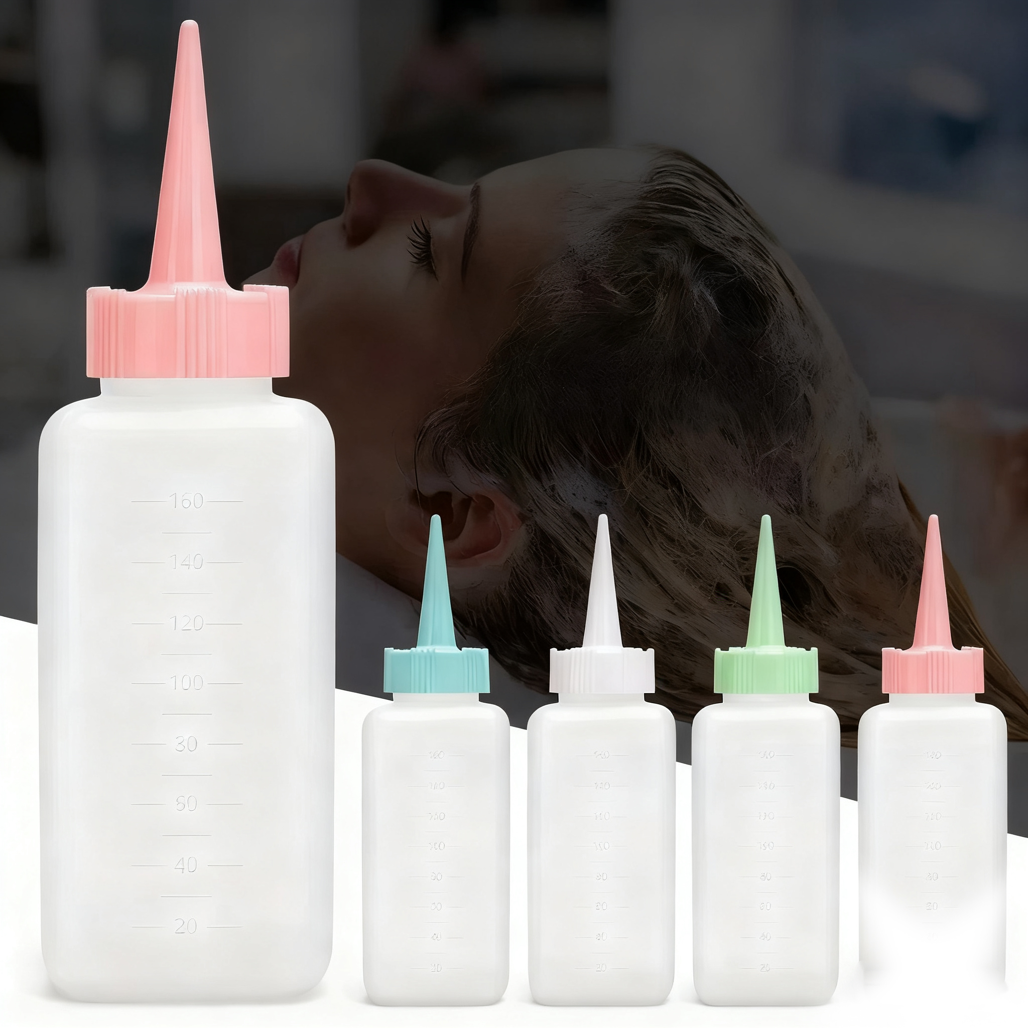 Pointed-tip dry cleaning bottle, 160ML oiling hair dye bottle, hair therapy bottle, hair dyeing bottle
