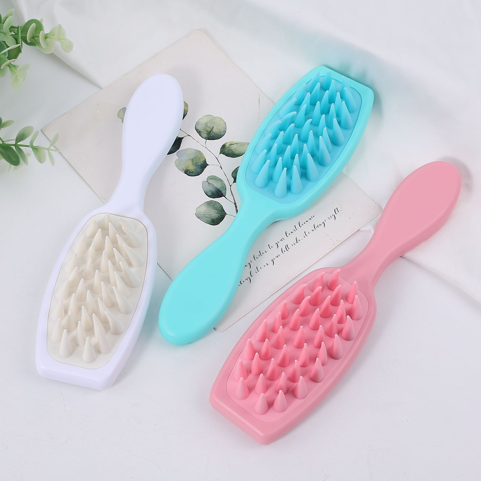 Baihe Scalp Relaxation Comb, long handle soft rubber teeth shampoo comb, pet bathing brush, soft teeth shampoo and massage comb Specification image