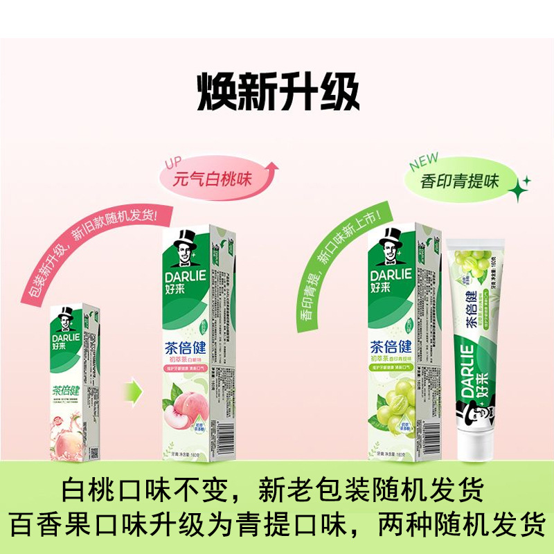 Haolai Toothpaste, Tea Bijian, First Extract Tea, White Peach/Green Leaf Toothpaste 160g, Freshen breath, wholesale and consignment Application Scenario