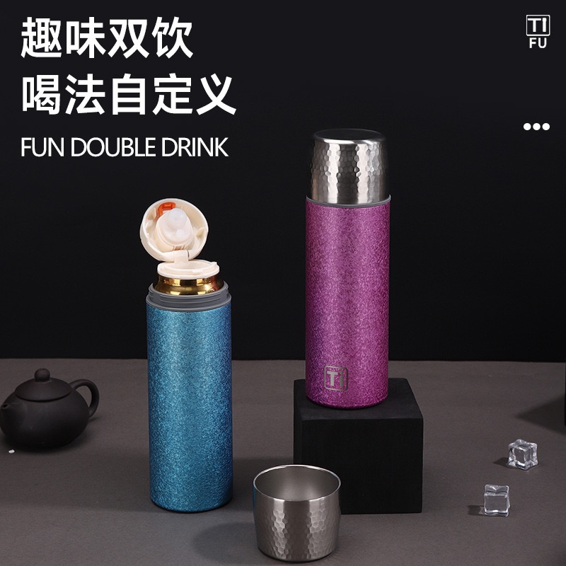 New high-appearance-level pure titanium insulated titanium cup, light luxury and high-end business gift water cup, high-end household tea brewing cup details Picture