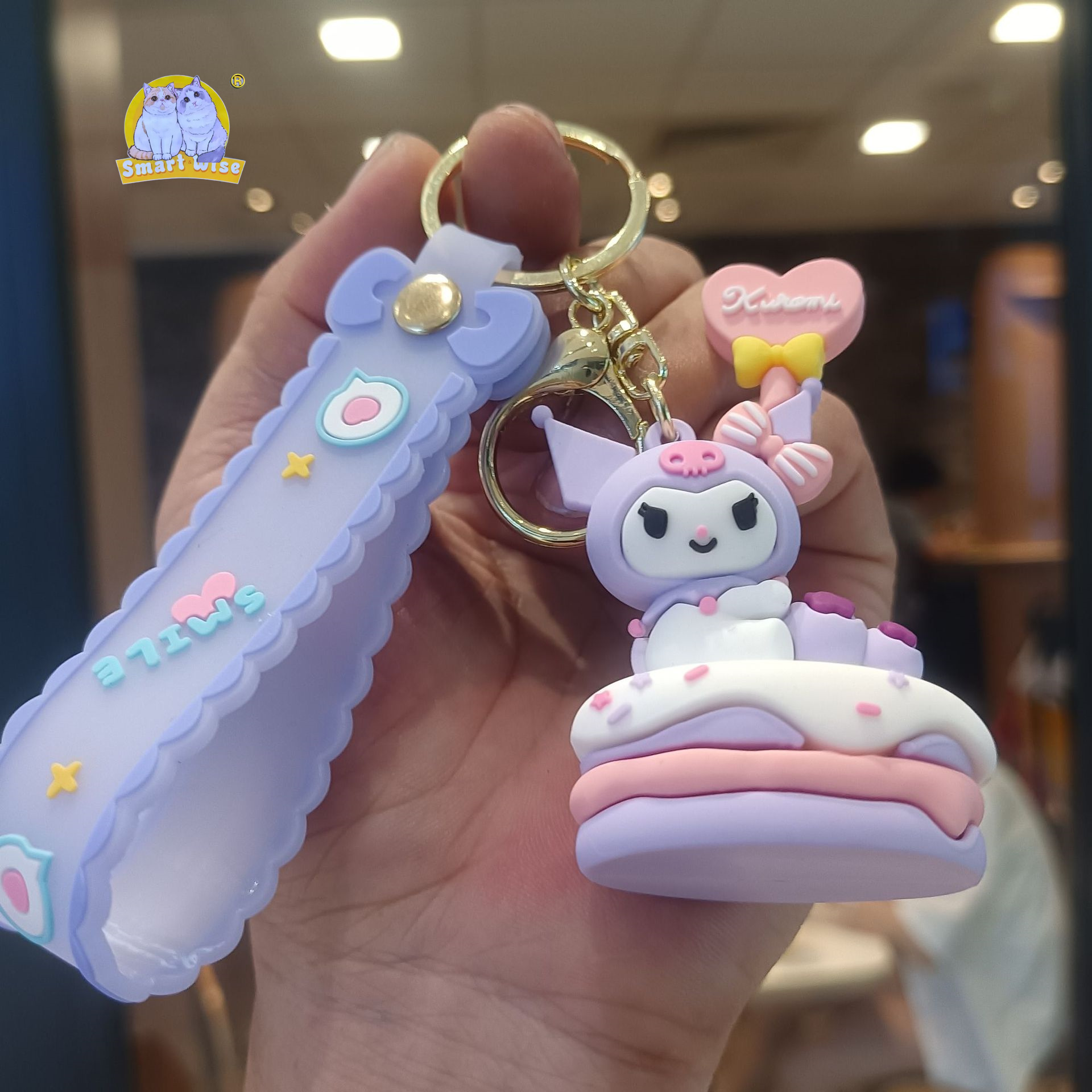Cute cartoon Sanliou keychain, creative Kuromi Melody figurine bag, key chain pendant, small gift Application Scenario