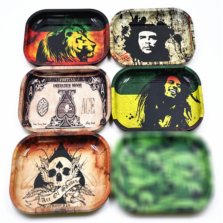 外贸热卖 骷髅头马口铁卷烟盘 rolling tray手卷烟盘现货批发详情2