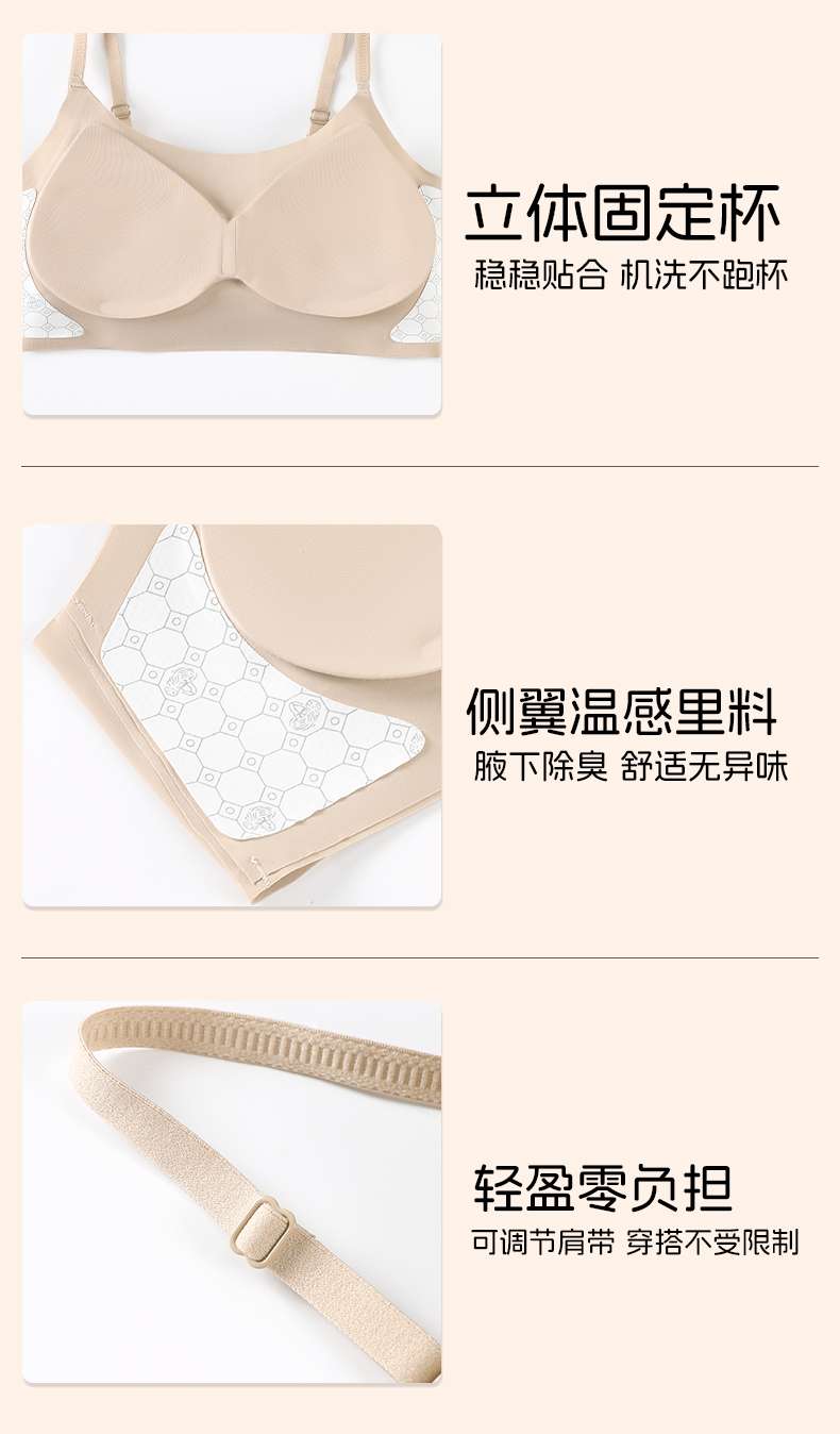 Comfortable and breathable women's underwear, pure cotton without steel rims, thin and sexy bra, sports underwear set, women's basic style detail image 14