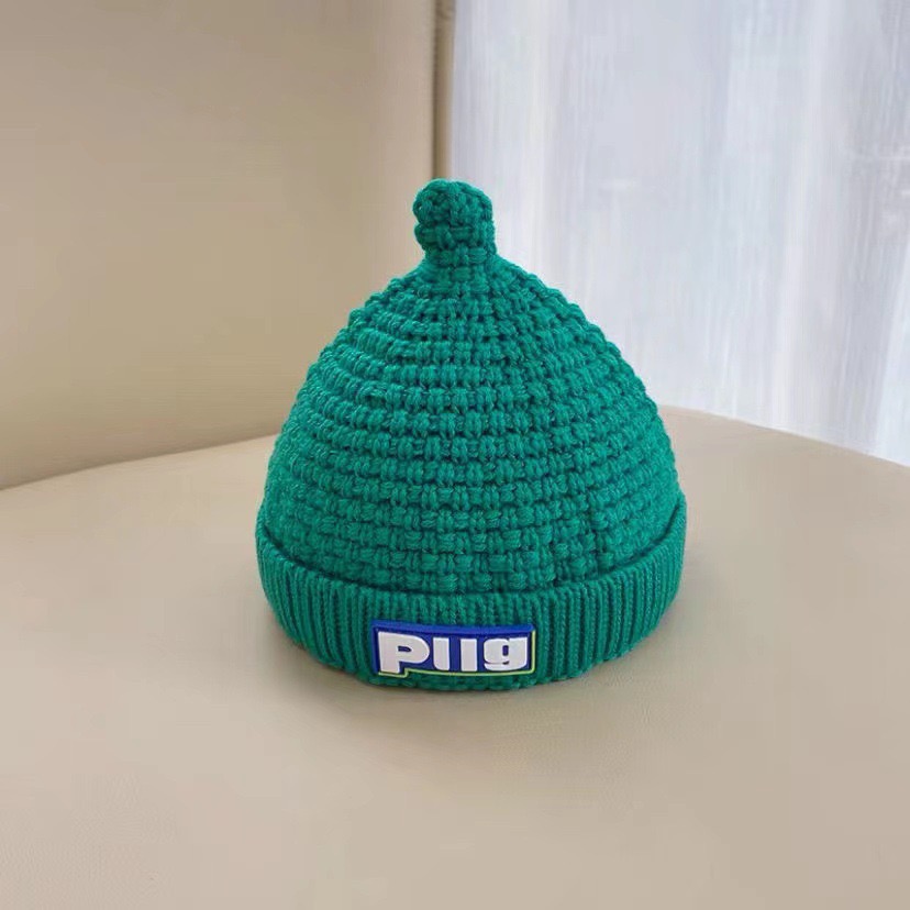 Pacifier cap, children's knitted woolen cap, warm and thick for boys and girls in autumn and winter, baby pullover melon rind cap, trendy khaki color Application Scenario