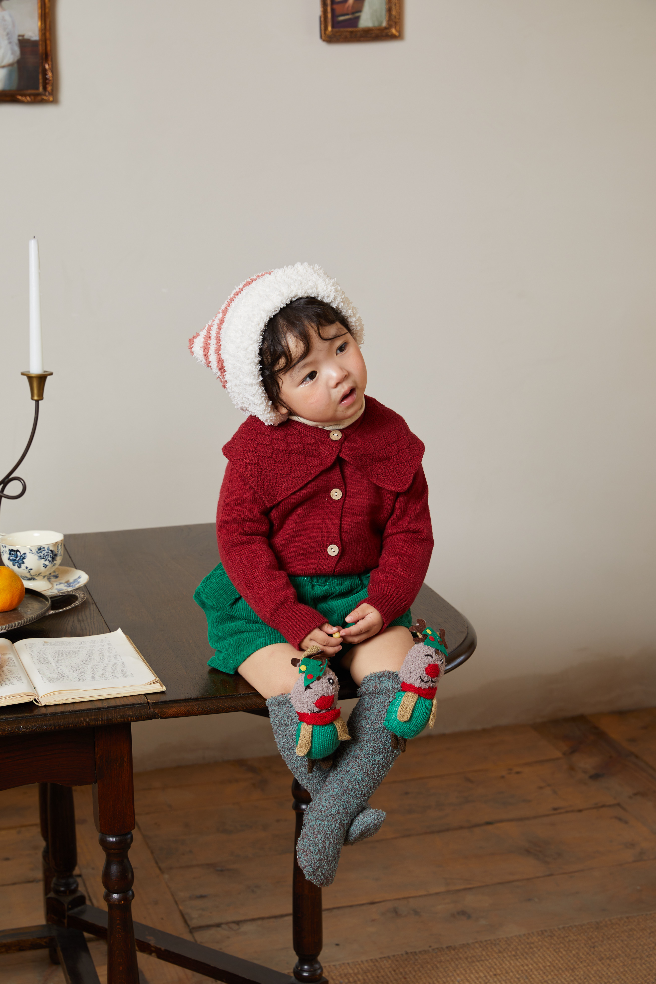 冬季加厚保暖珊瑚绒卡通动漫甜美可爱风圣诞节亲子袜居家地板袜女