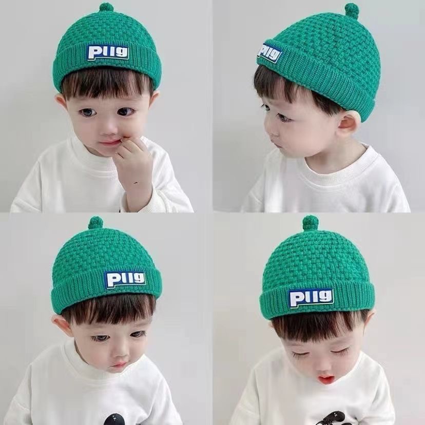 Autumn and winter children's hats, all-inclusive winter style, warm and fleece, little bear woolen hats for boys and girls, green Specification image