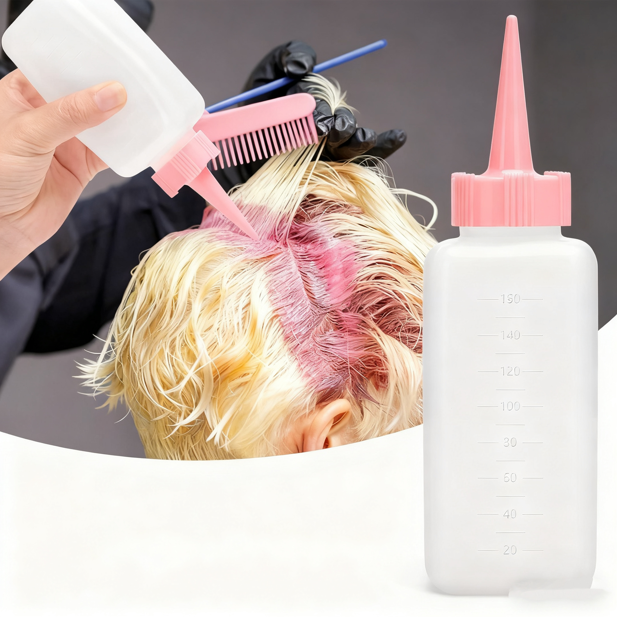 Pointed-tip dry cleaning bottle, 160ML oiling hair dye bottle, hair therapy bottle, hair dyeing bottle details Picture