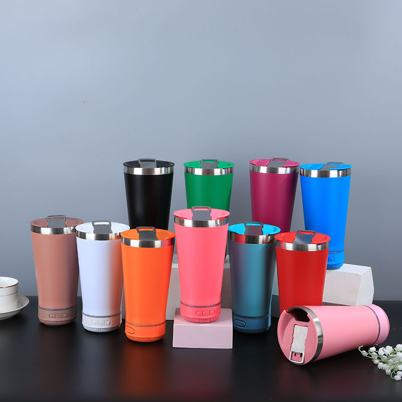 新款蓝牙音响杯汽车杯带开瓶器真空啤酒杯车载双层真空保温杯批发