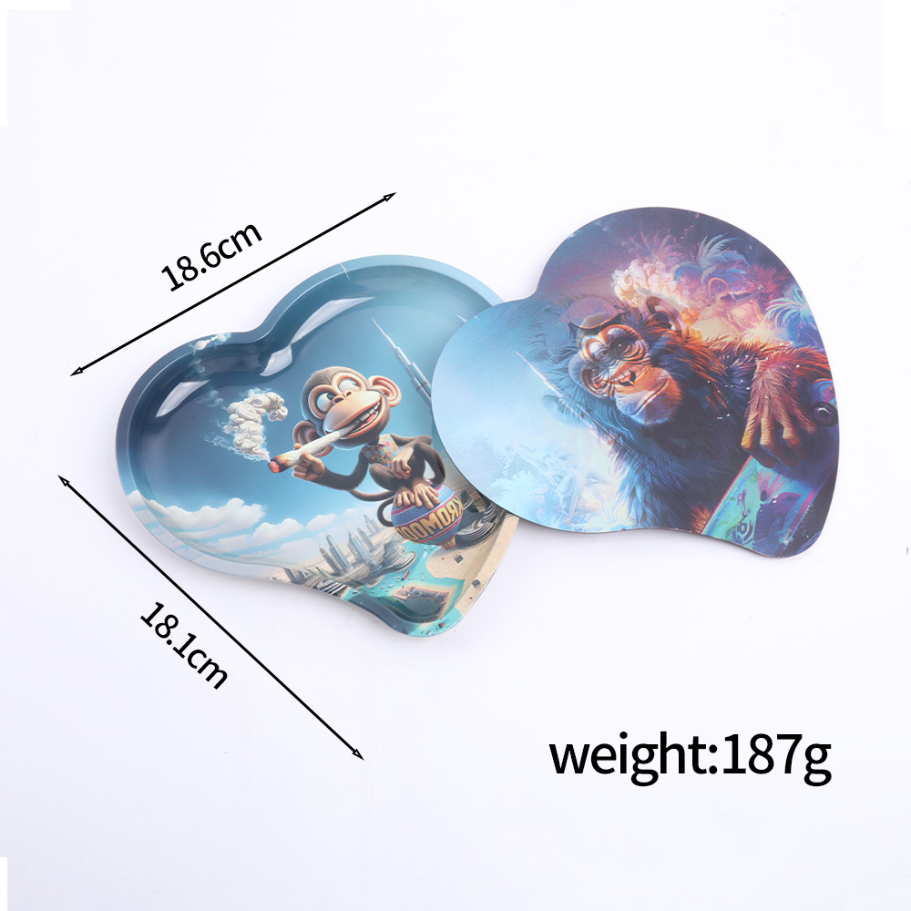 热销金属卷烟盘18*17cm便携式马口铁盘爱心卷烟盘厂家直销详情3