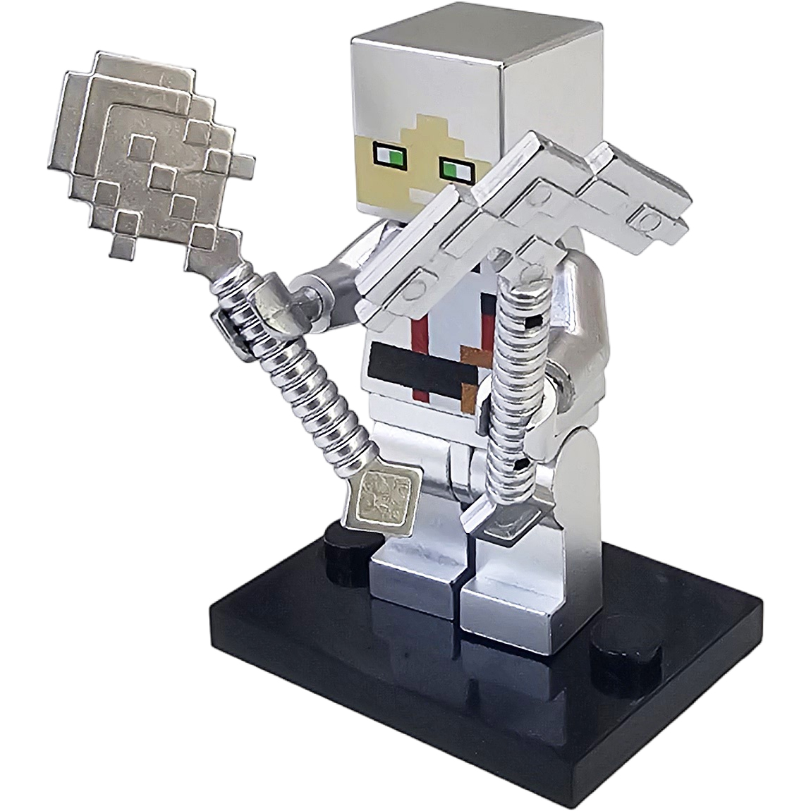 My MiniFigure world of gold and silver minifigure blocks compatible with Lego children's educational toys, factory export wholesale with weapons, gold and silver plated, 1 yuan, 24 pieces full figure