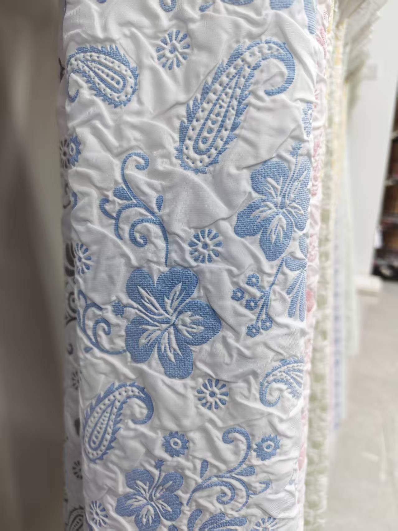 Pezzley floral pattern bubble fabric composite fabric for clothing, accessories, pet supplies, bags and accessories Item Picture