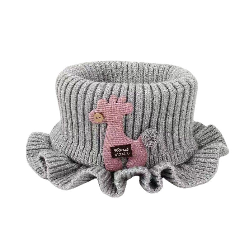 Wholesale grey woolen autumn and winter deer scarves for cute boys and girls, cartoon neck-protecting children's knitted scarves and scarves Item Picture