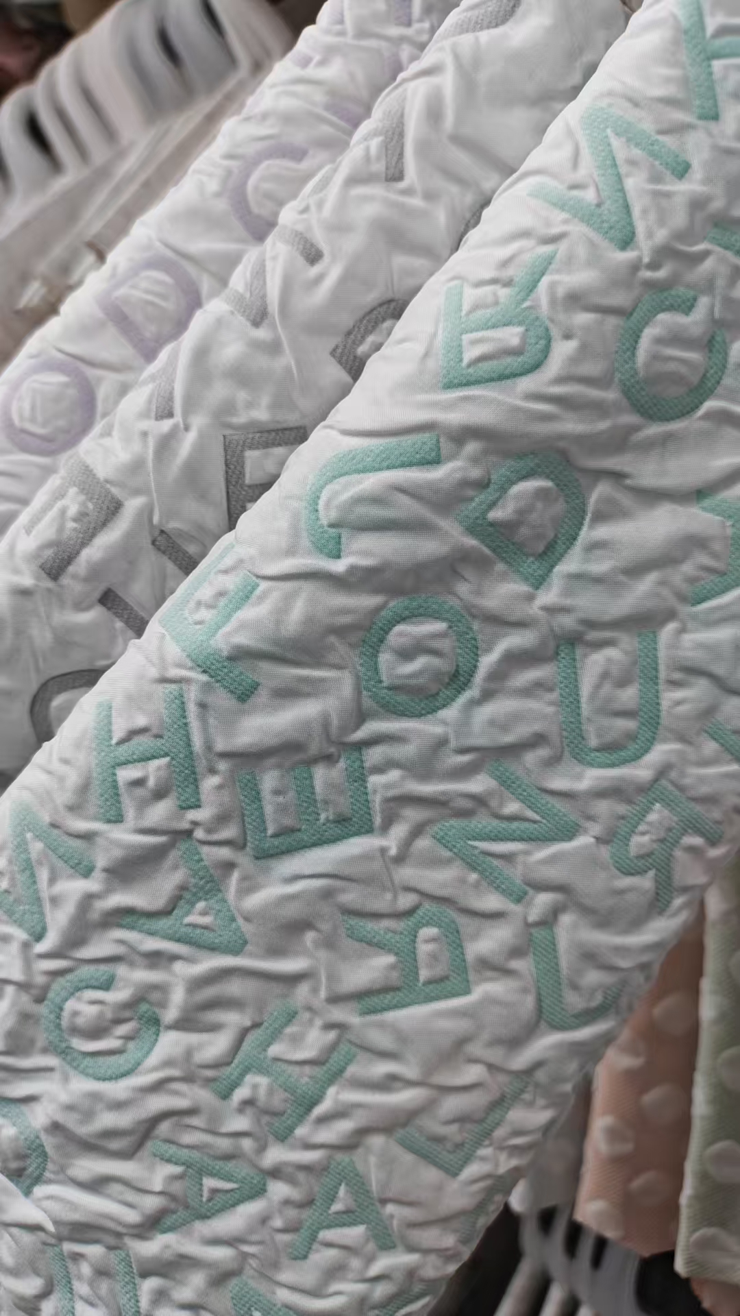 English letter pattern bubble fabric composite fabric for clothing, accessories, pet supplies, bags and accessories Application Scenario