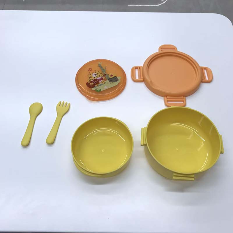 卡通图案不锈钢双层饭盒 儿童学生便携密封餐盒 带餐具分隔便当盒详情5