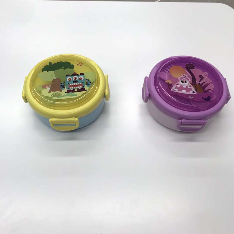 卡通图案不锈钢双层饭盒 儿童学生便携密封餐盒 带餐具分隔便当盒详情3