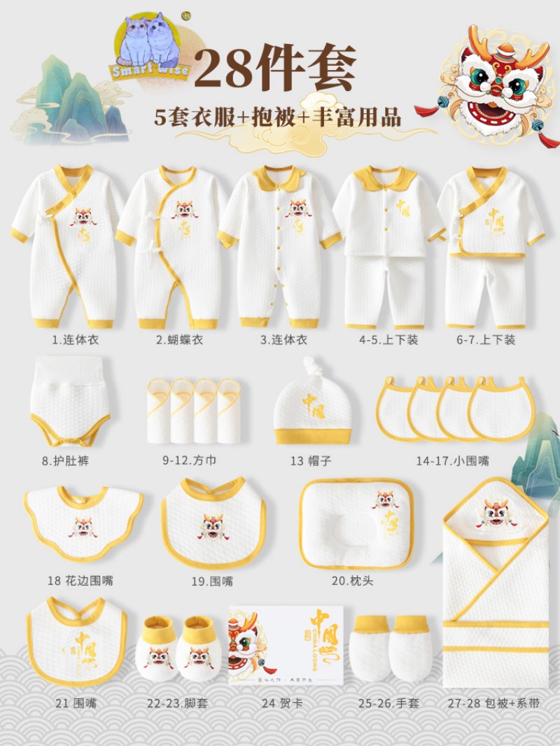 Carefully selected Chinese-style lion dance baby gift box, newborn baby clothing set, newborn one month old greeting gift Application Scenario