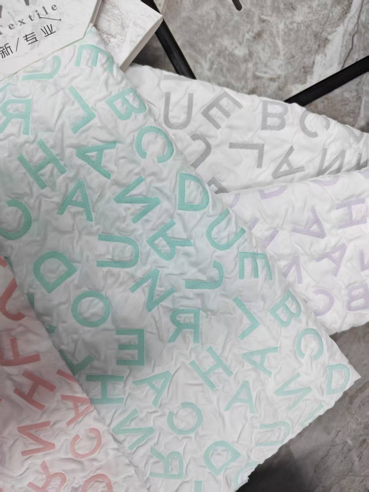 English letter pattern bubble fabric composite fabric for clothing, accessories, pet supplies, bags and accessories details Picture