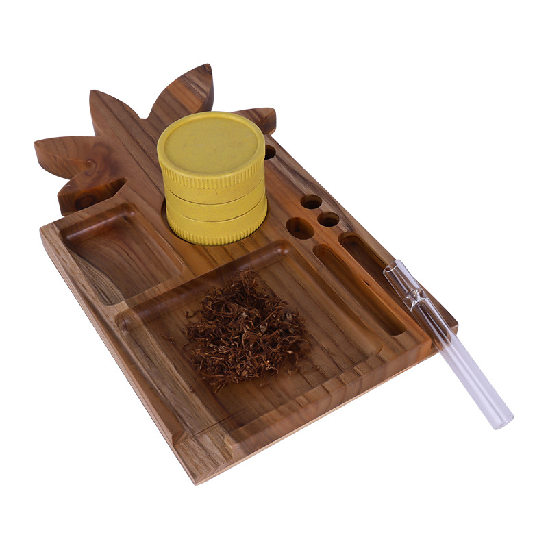 厂家直销菠萝梓木盘 创意多功能木制手卷烟烟丝盘cigarette tray