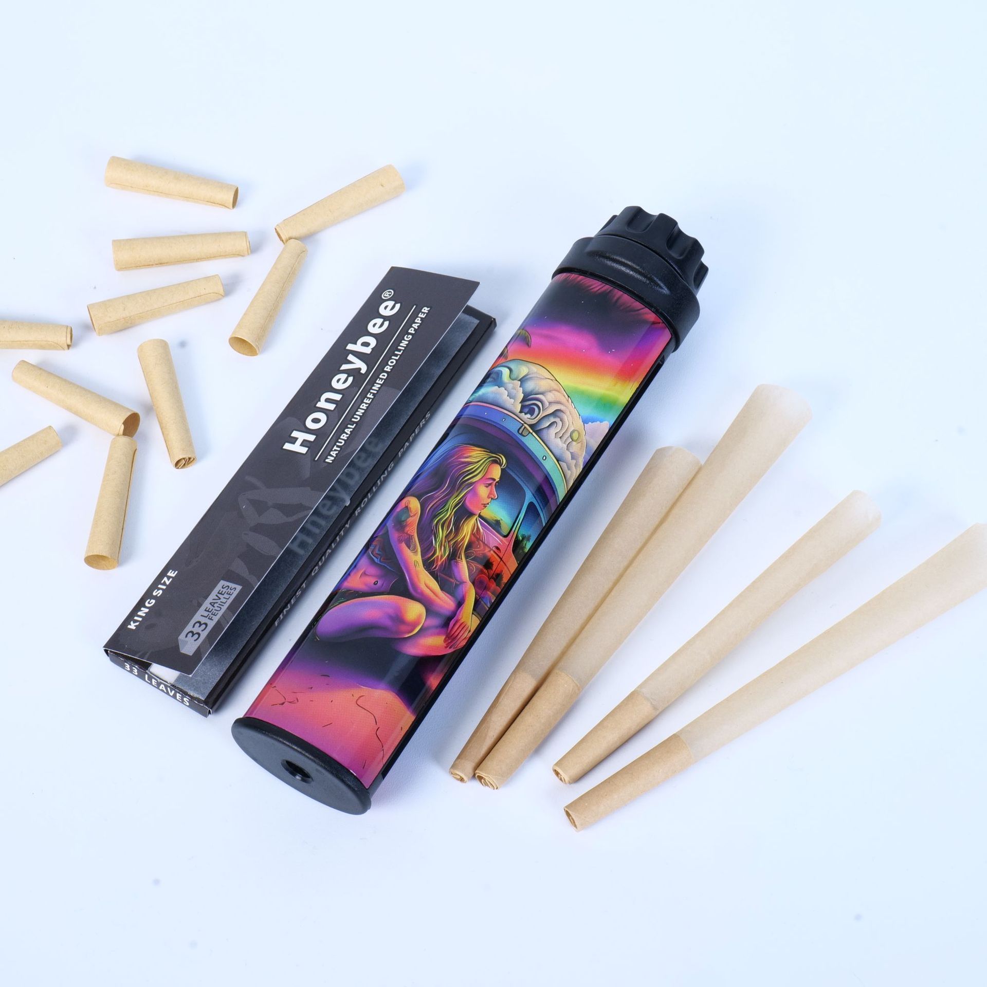 新款卷烟器套装 多功能卷烟盘磨烟器套装喇叭管 填充套装烟具