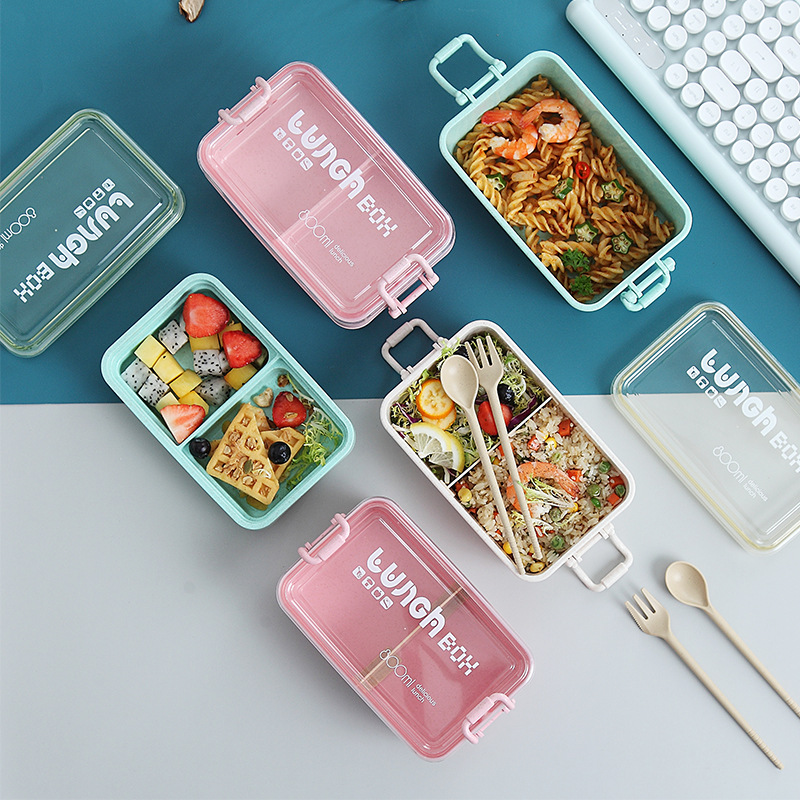 H226-336 wheat straw single-layer microwave heating lunch box for students and office workers, single-layer compartments with partitions, Japanese-style Application Scenario
