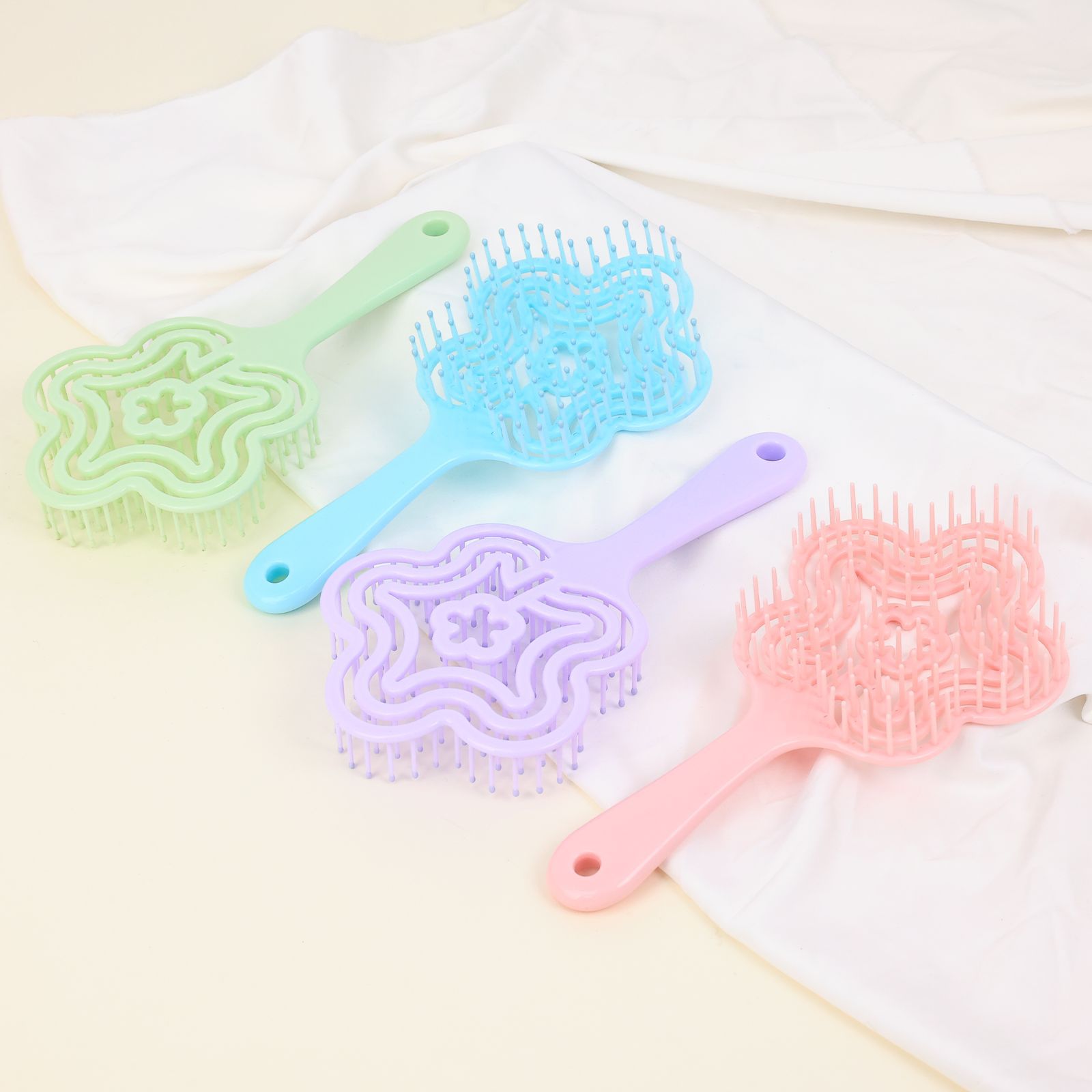 Hundhoe forma de flor peines faciales craniales faciales masaje multifuncional cuero cabelludo no daña peinado peinado seco y húmedo peinado suave peinado calado