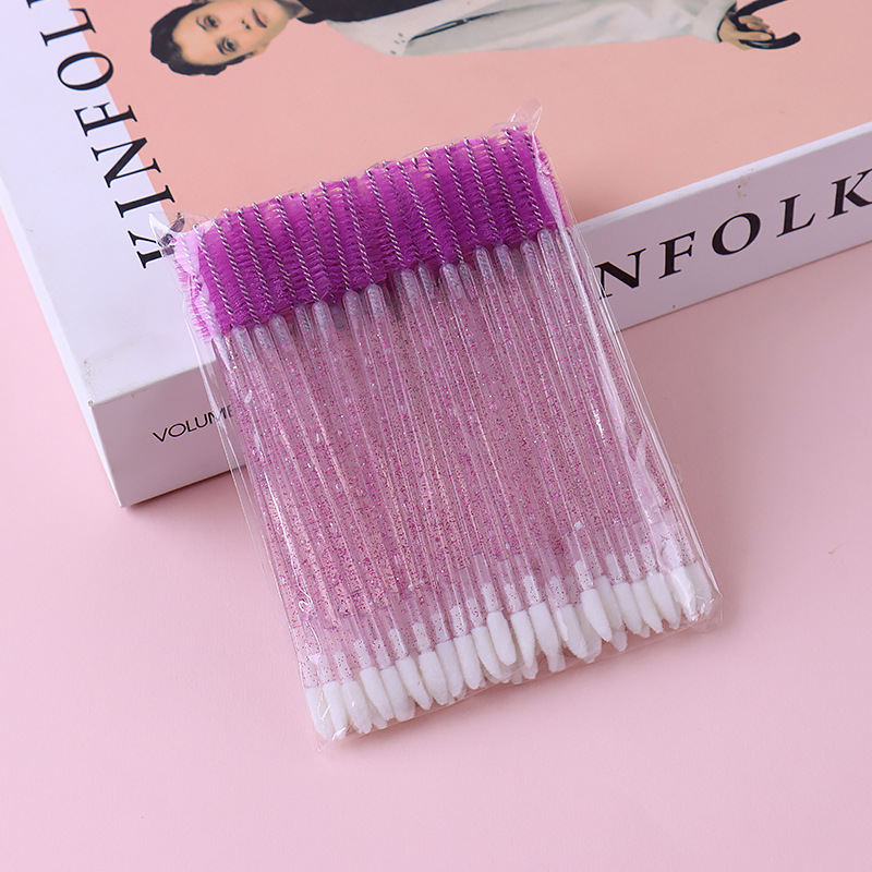 A new disposable dual-head eyelash comb and lip brush, a 50-piece portable brush beauty tool detail image 11