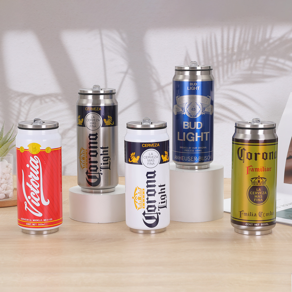 Cross-border 304 stainless steel cola can insulated cup, Amazon Mexico car car-mounted beer straw water cup