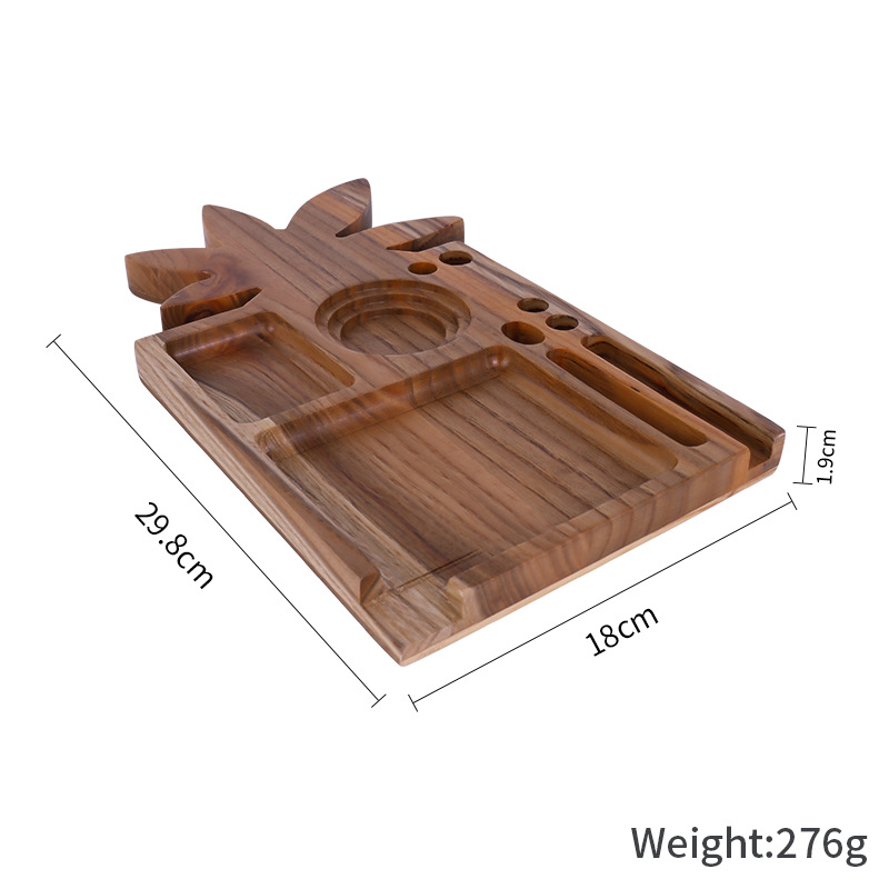 厂家直销菠萝梓木盘 创意多功能木制手卷烟烟丝盘cigarette tray详情4