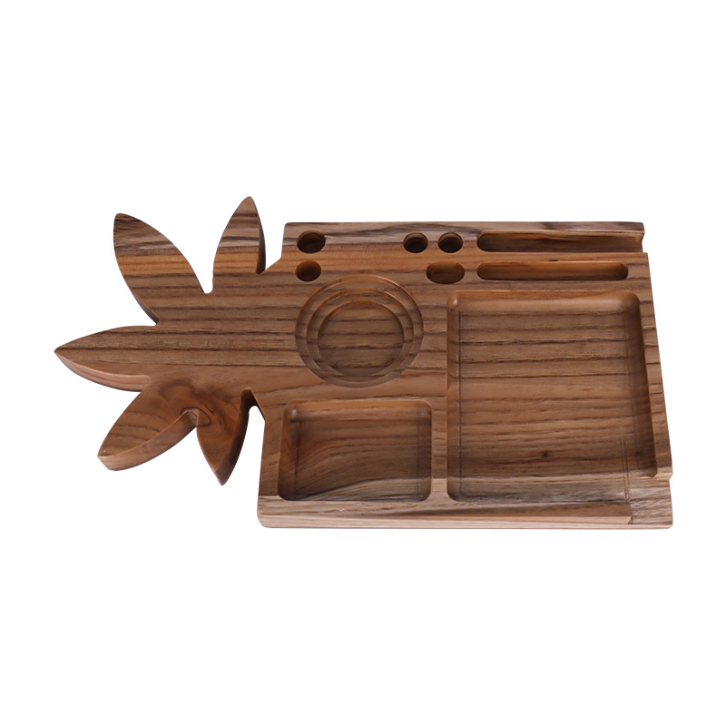 厂家直销菠萝梓木盘 创意多功能木制手卷烟烟丝盘cigarette tray详情3