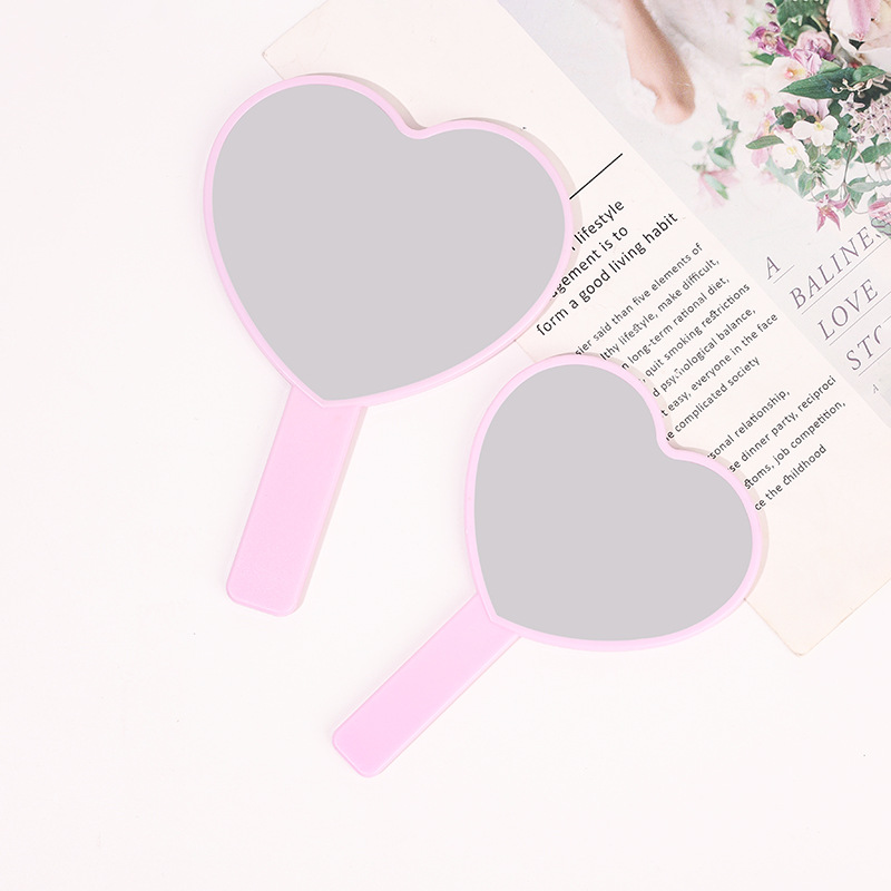 Baihe Love Small Mirror Solid Color Romantic Gift Customized Beauty Mirror Heart Handle Makeup Mirror Specification image