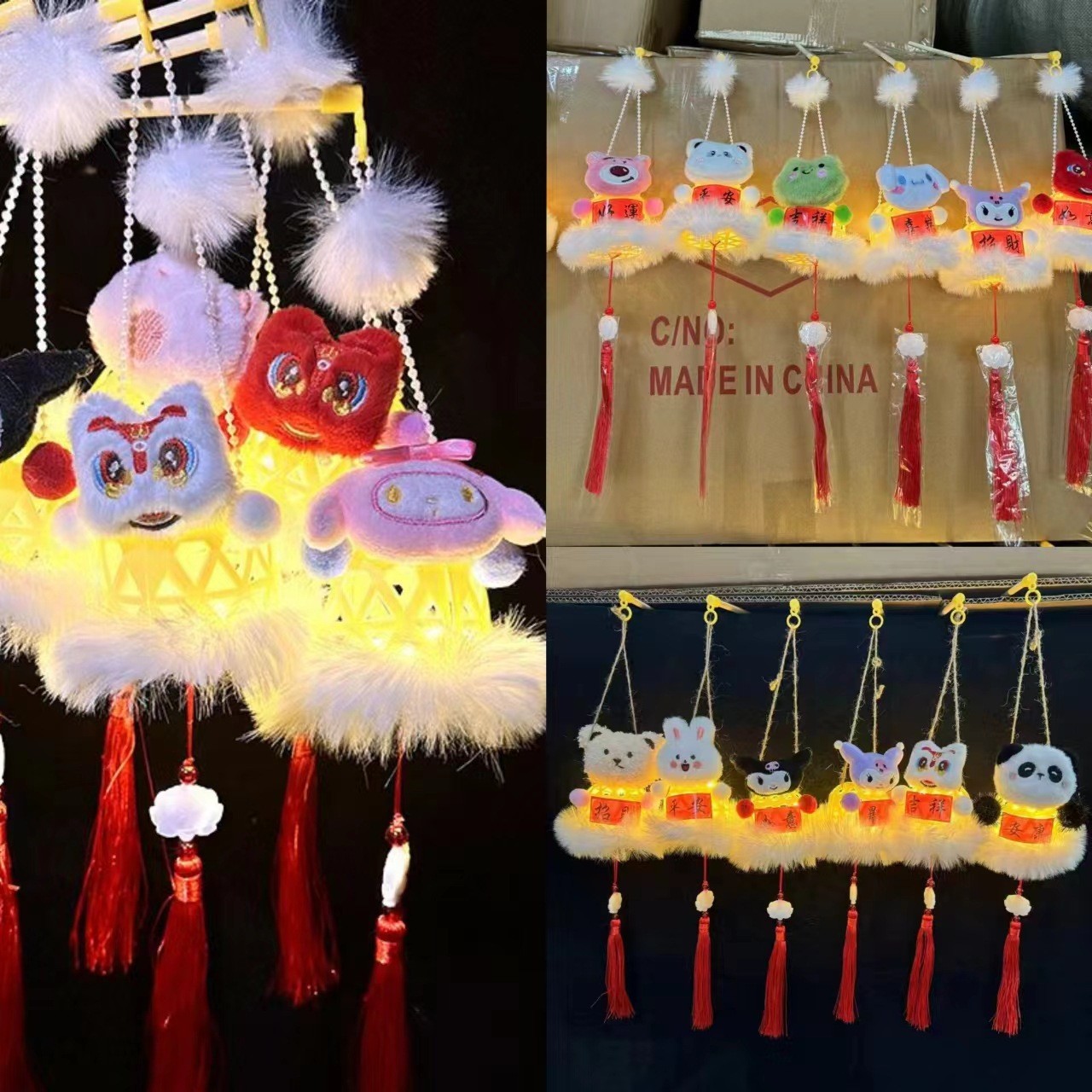 新款卡通兔子灯笼夜市中秋发光小灯笼竹编摆摊手提迷你古风儿童花