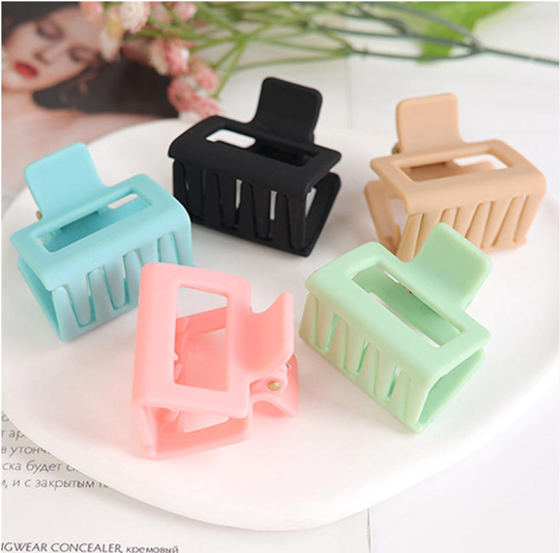 Baihe square matte spray paint simple plastic shark clamp Cross-border Amazon elastic paint hair claw clamp Specification image