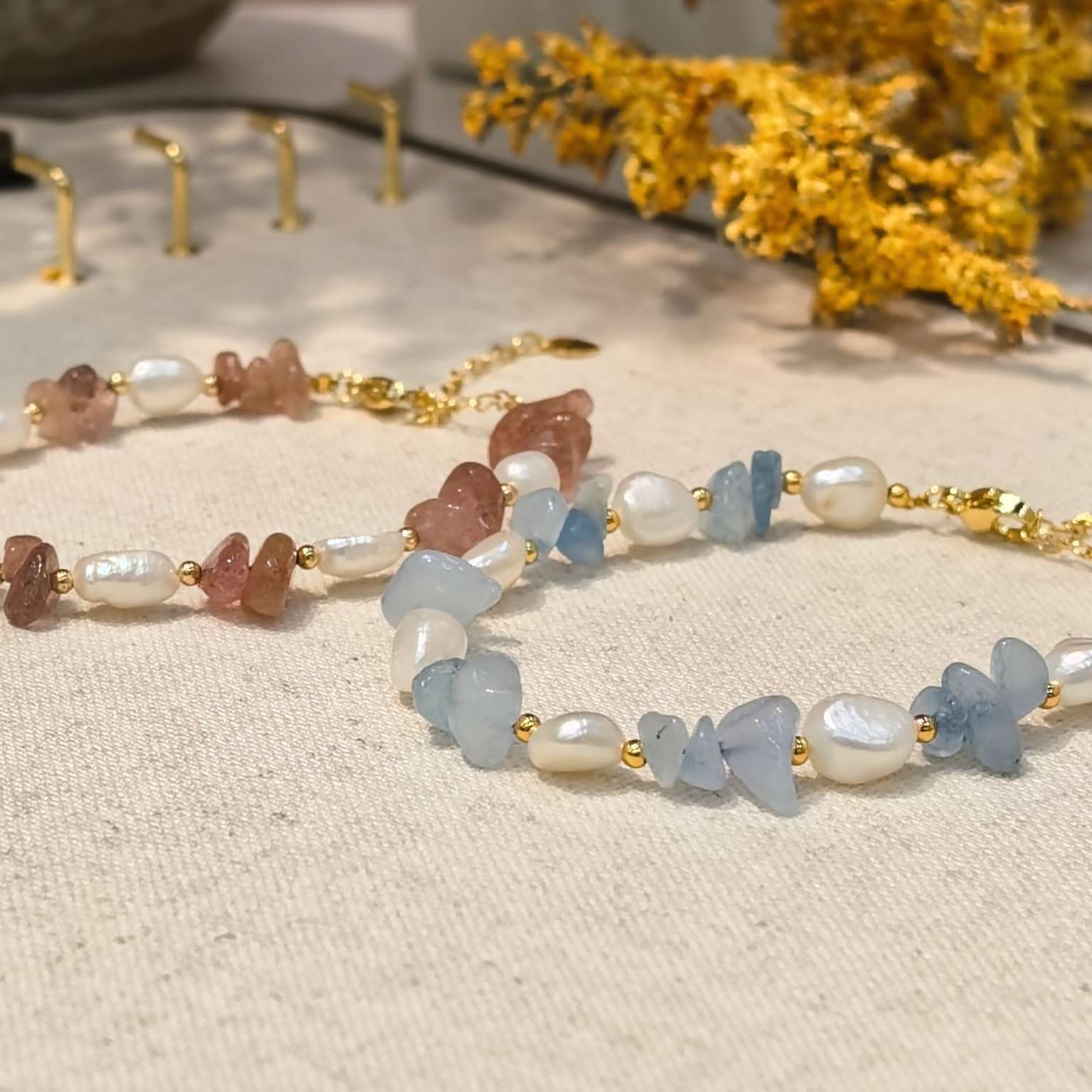 东大门新款彩色石贝壳水晶珍珠手链时尚百搭少女手饰组合详情图7