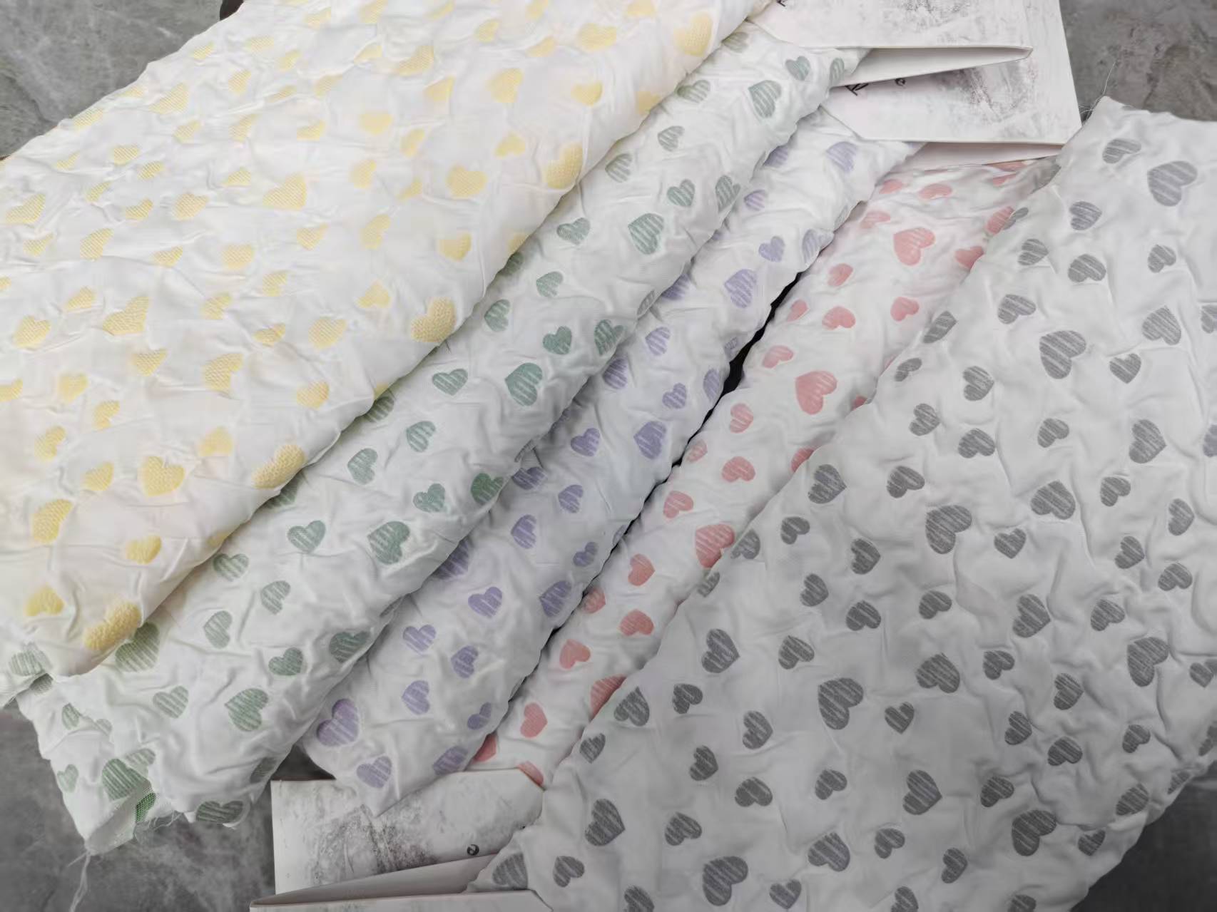 Heart-shaped patterned bubble fabric composite fabric for clothing, accessories, pet supplies, bags and accessories details Picture