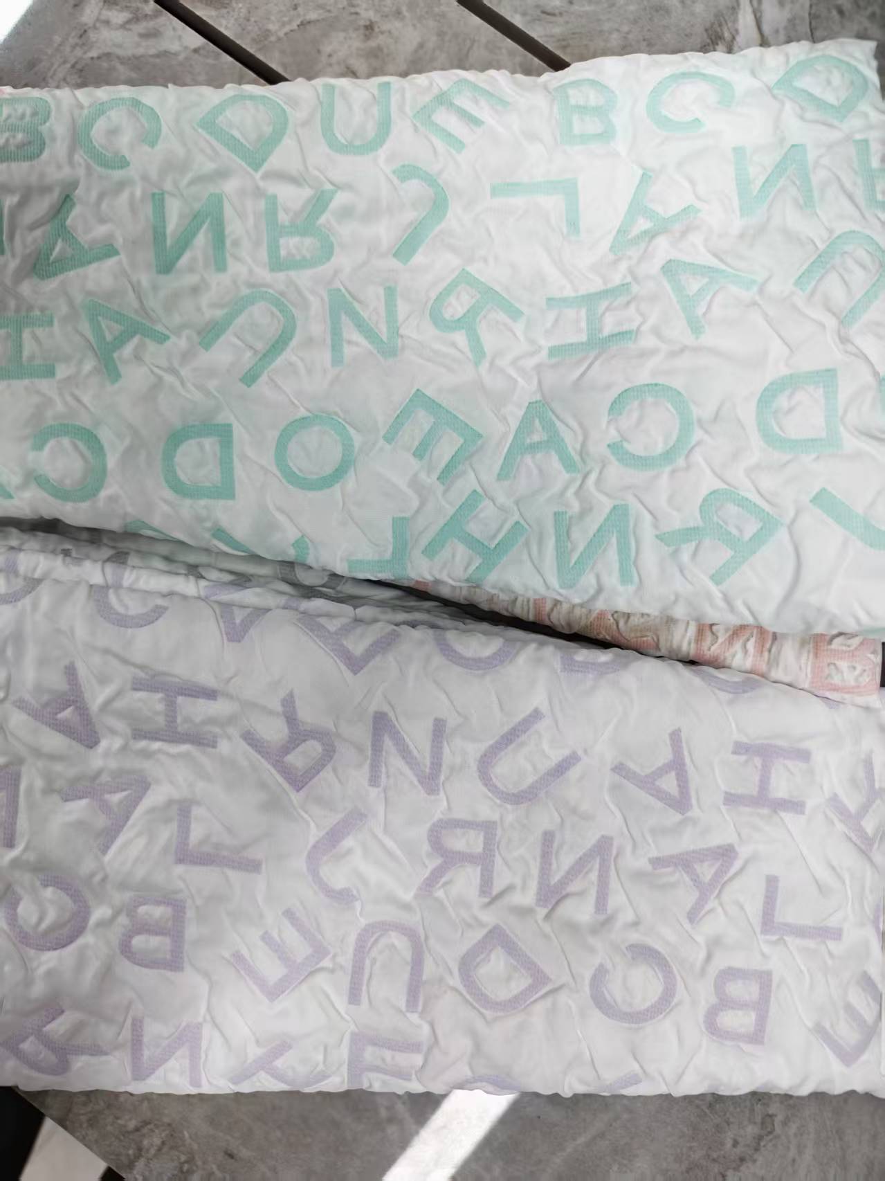 English letter pattern bubble fabric composite fabric for clothing, accessories, pet supplies, bags and accessories Item Picture