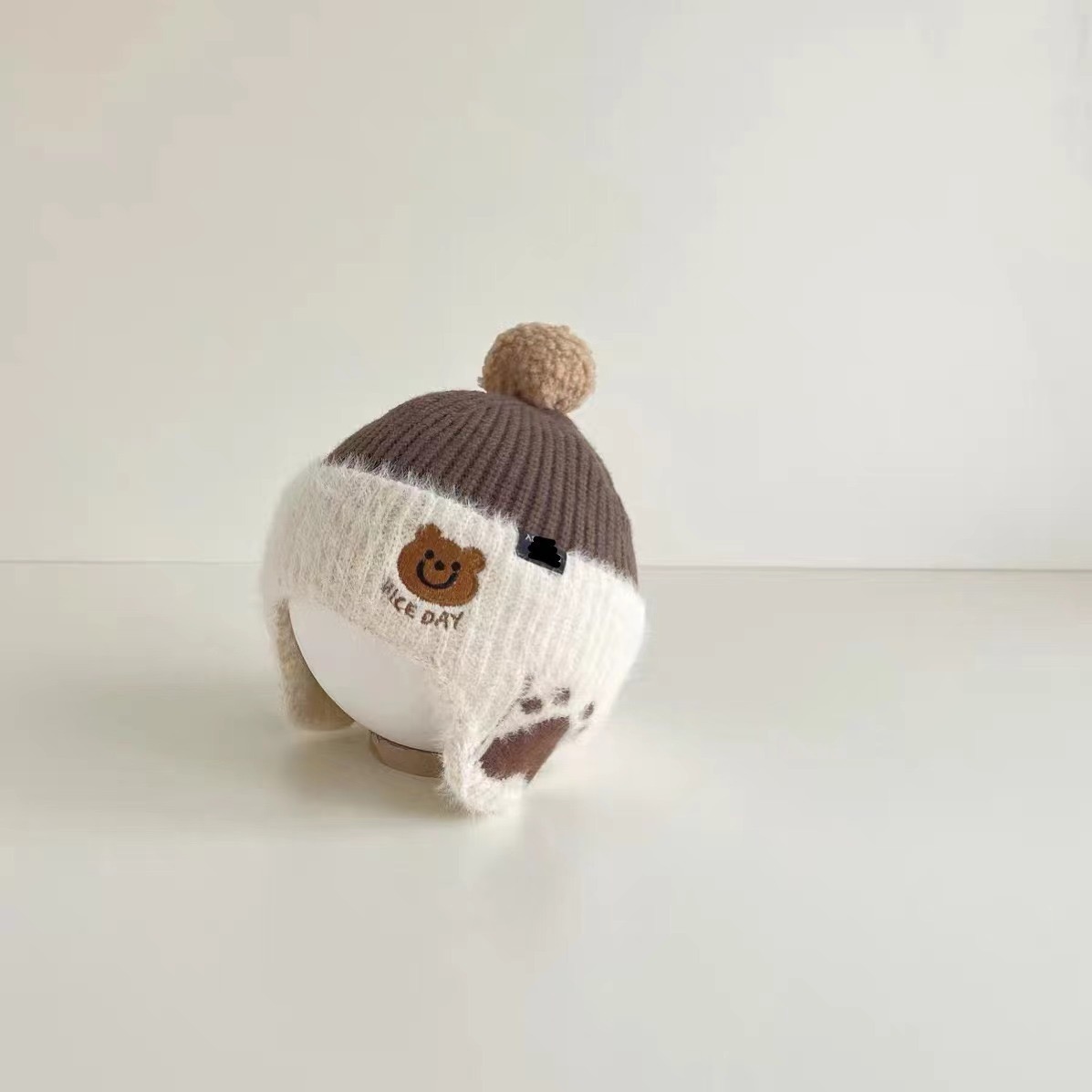 Baby hats for autumn and winter, little bear knitted cute ear-protecting woolen hats for boys, boys and girls for warmth in winter pic 7